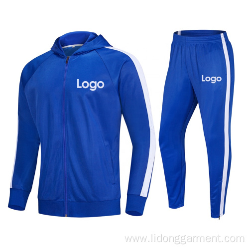 Plain Blank Casual Polyester Fleece Gym Hooded Tracksuits